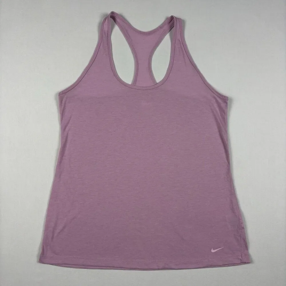 Nike Dri Fit Racerback Training Tank Top Womens L Pink Loose Fit Comfort Stretch